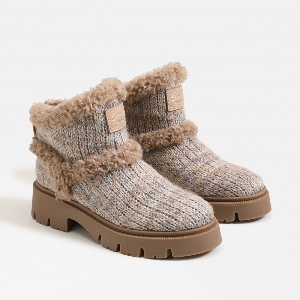 Circus by Sam Edelman Clare Faux Fur Lined Bootie Natural Multi knit shearling 8